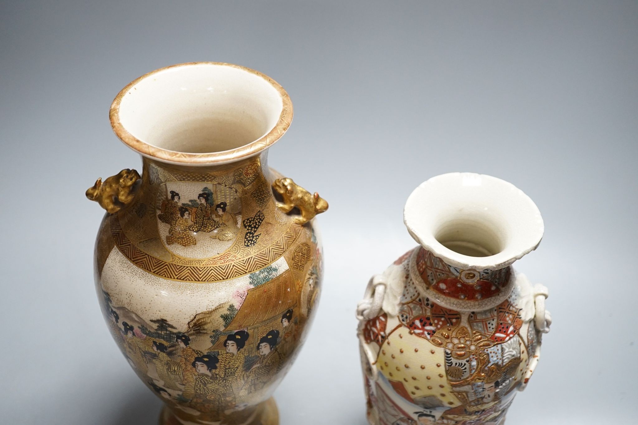 Two pairs of Satsuma vases, tallest 26cm, and two other similar vases